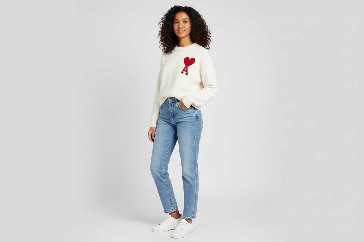 Amber - Soft Heart Knit Sweater for Women