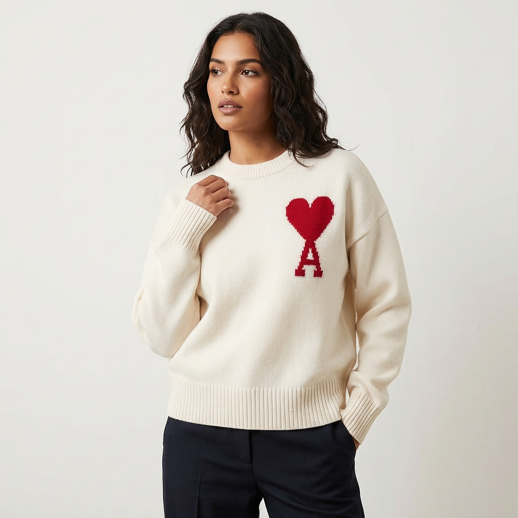 Amber - Soft Heart Knit Sweater for Women