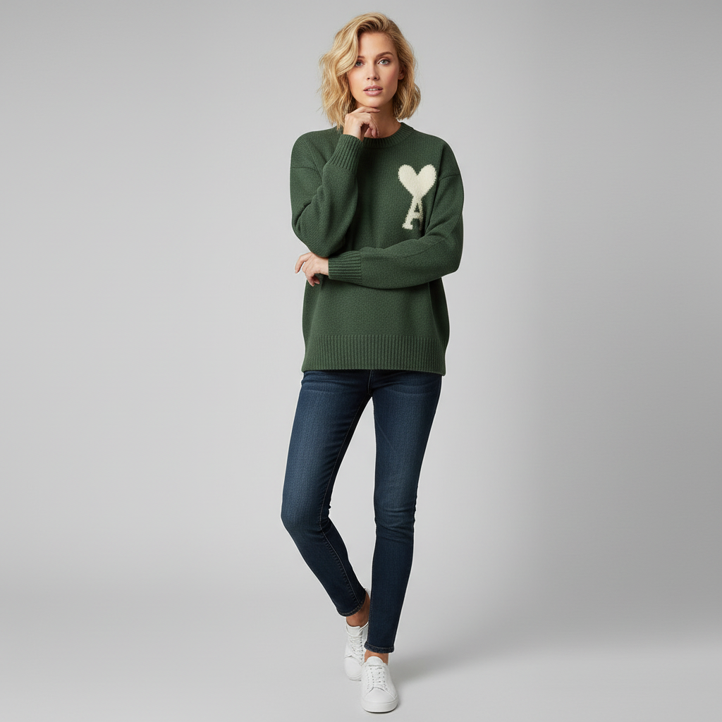 Amber - Soft Heart Knit Sweater for Women