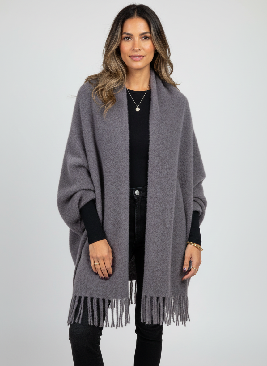 Lia | Women's Open-Front Cardigan with Fringe Hem