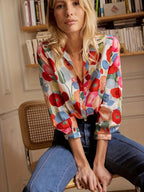 Liva | Women's Long Sleeve Floral Blouse with Button Closure