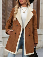 Lucy | Women’s Brown Double-Breasted Coat with Soft Lining