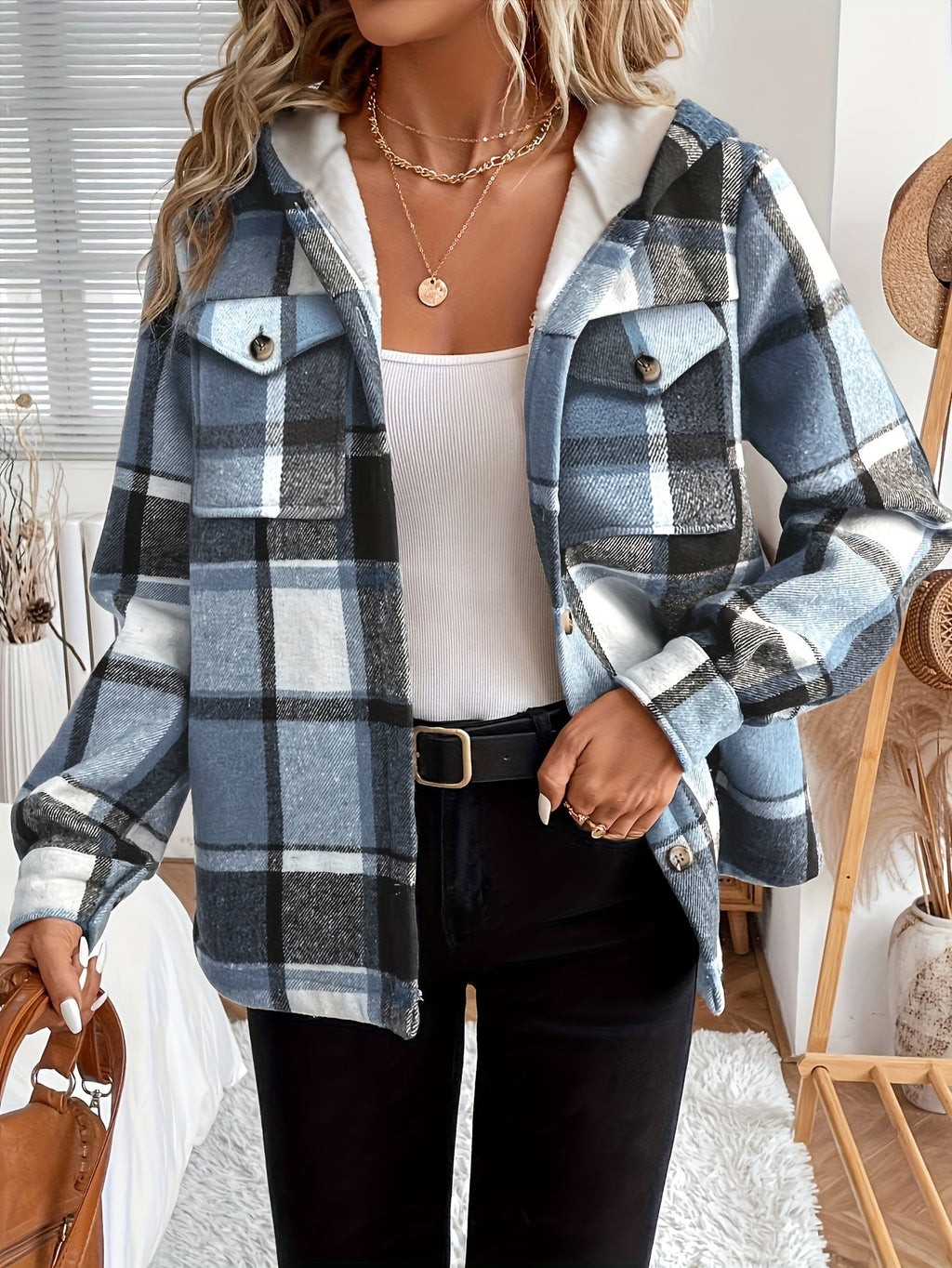 Lucy | Women’s Plaid Hooded Fleece Jacket
