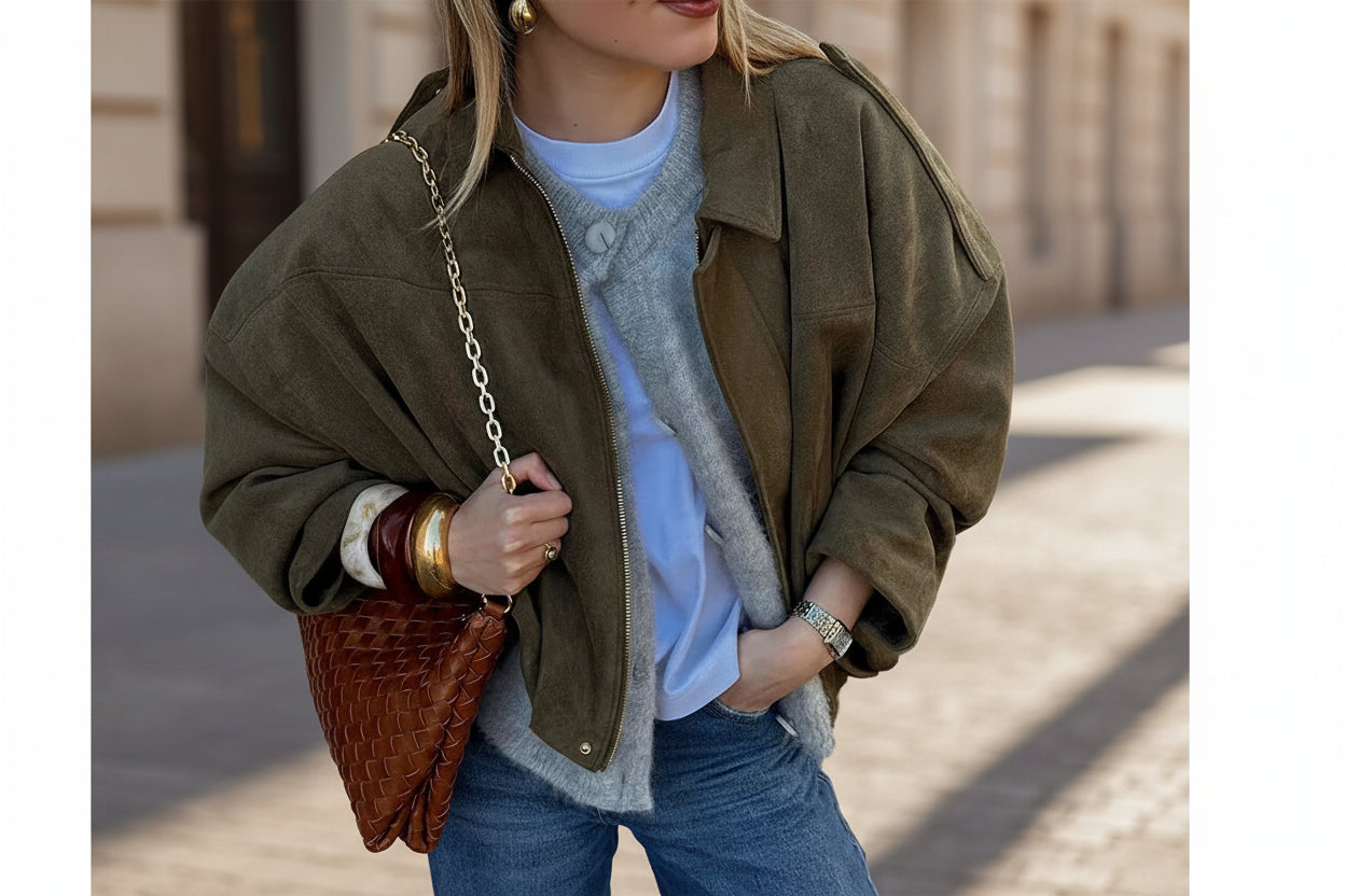 Fae | Elegant Suede Leather Jacket for Women