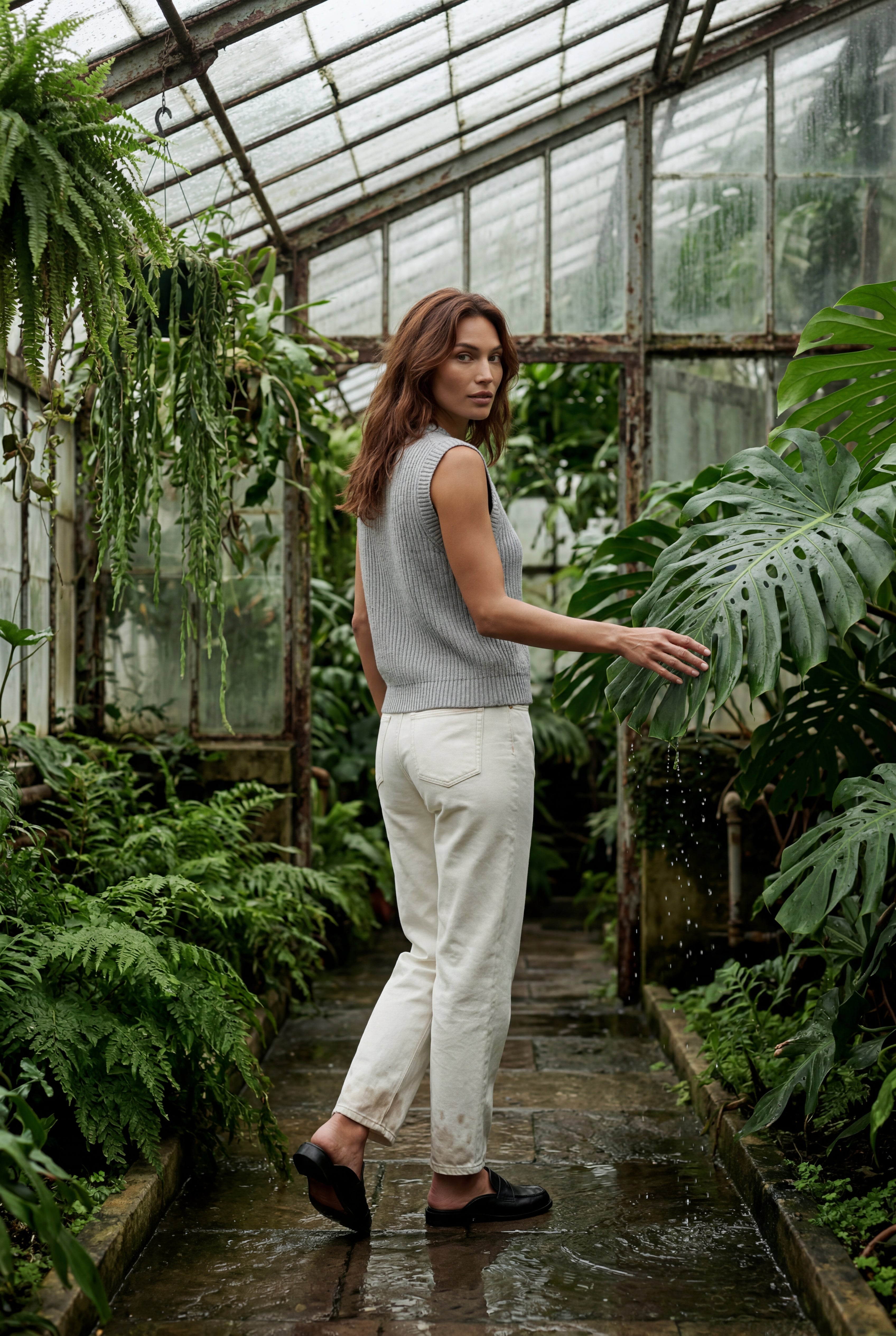 Lisa | Ribbed Button-front Sleeveless Crew Neck Vest