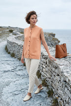 Lisa | Ribbed Button-front Sleeveless Crew Neck Vest