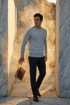 Structured Tonal Textured Crewneck Sweater | Liam