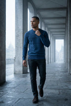 Structured Tonal Textured Crewneck Sweater | Liam
