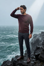 Structured Tonal Textured Crewneck Sweater | Liam