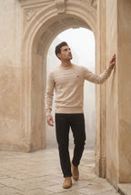 Structured Tonal Textured Crewneck Sweater | Liam