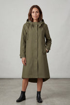 Hooded Snap Button Long Parka Coat with Adjustable Waist | Elcevi