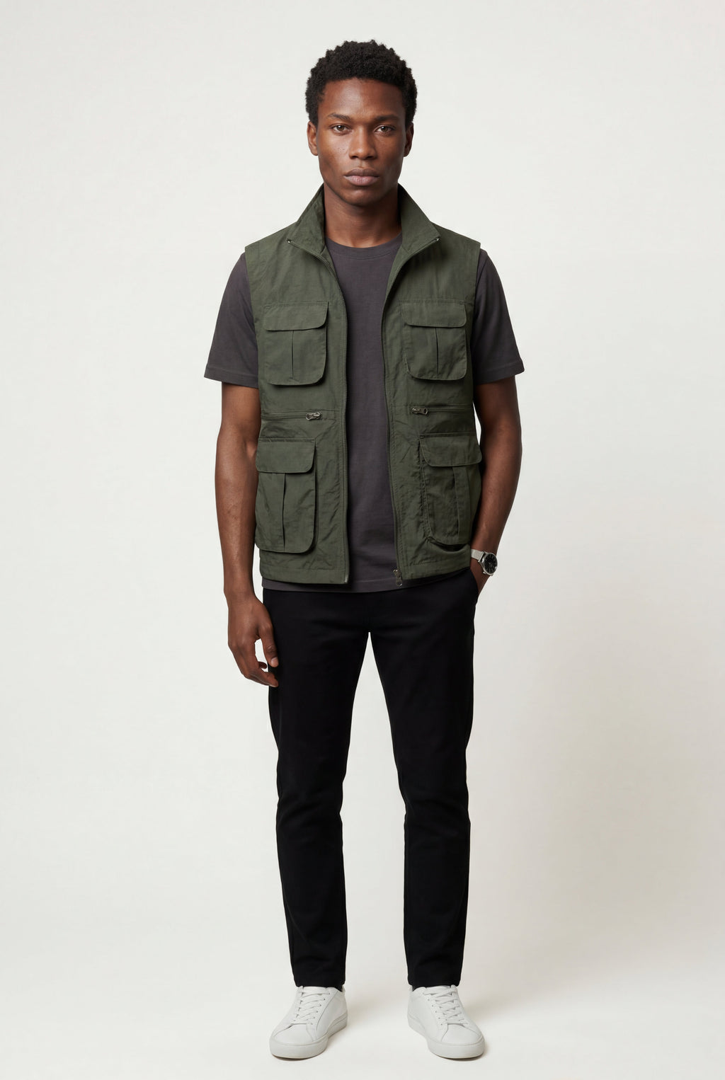 Liam | Multi-pocket Stand Collar Utility Vest