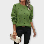 The Eva-Maria - Long Sleeve Polka Dot Knit Sweater