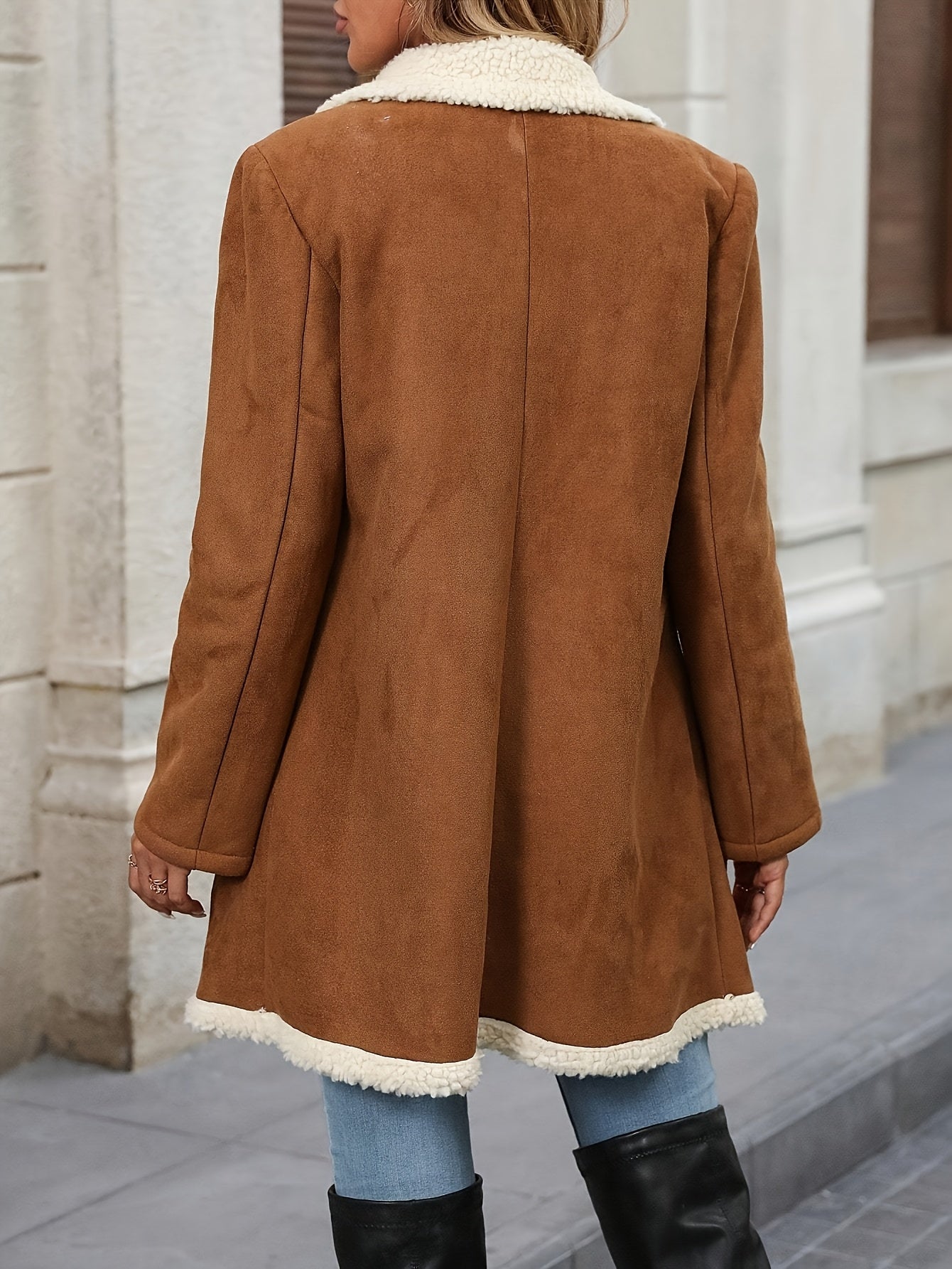 Lucy | Women’s Brown Double-Breasted Coat with Soft Lining