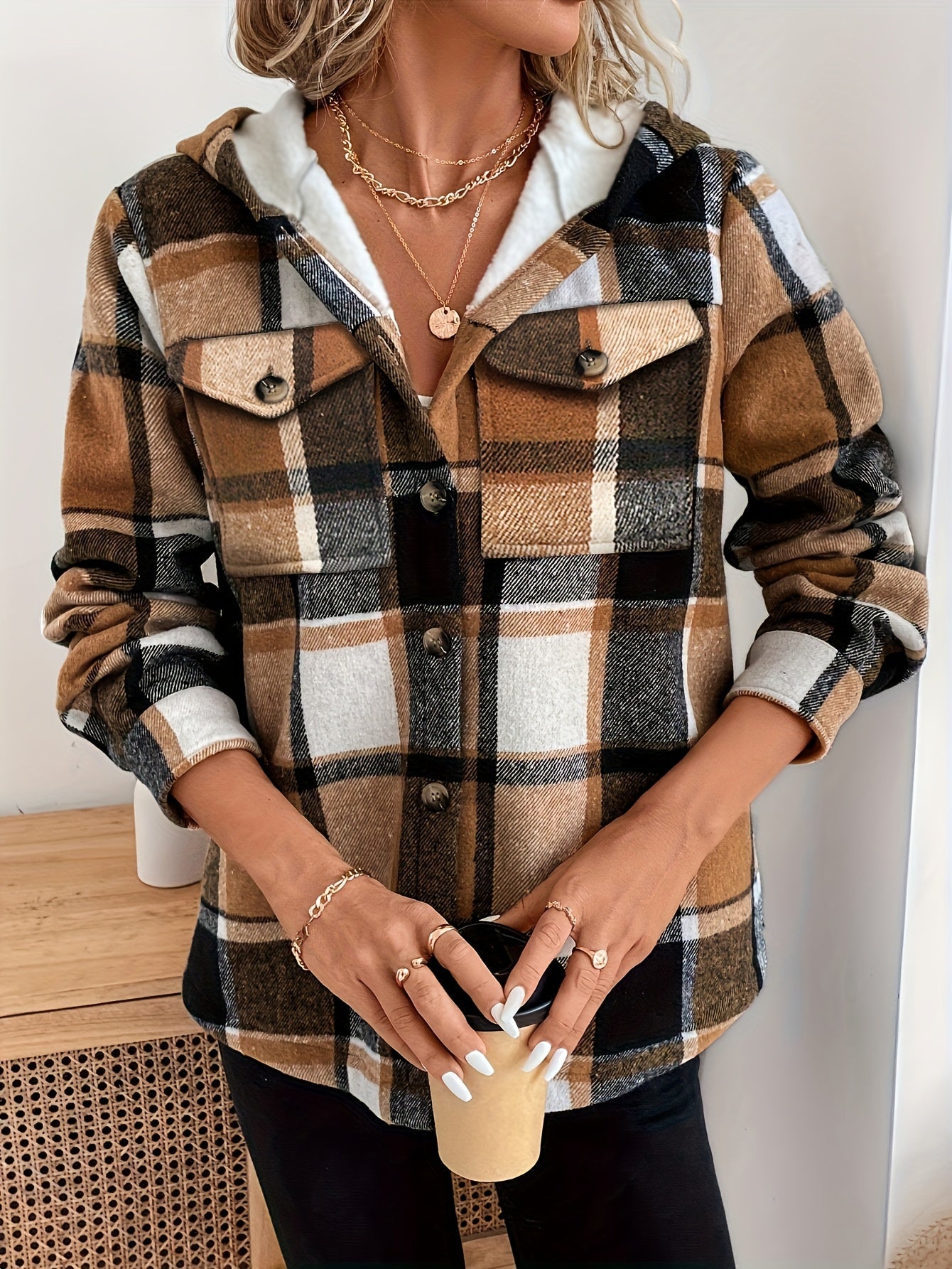 Lucy | Women’s Plaid Hooded Fleece Jacket
