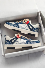 Liam | Artistic Wave Print Rope Lace Low-top Sneakers