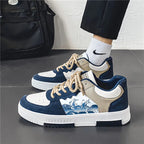 Liam | Artistic Wave Print Rope Lace Low-top Sneakers