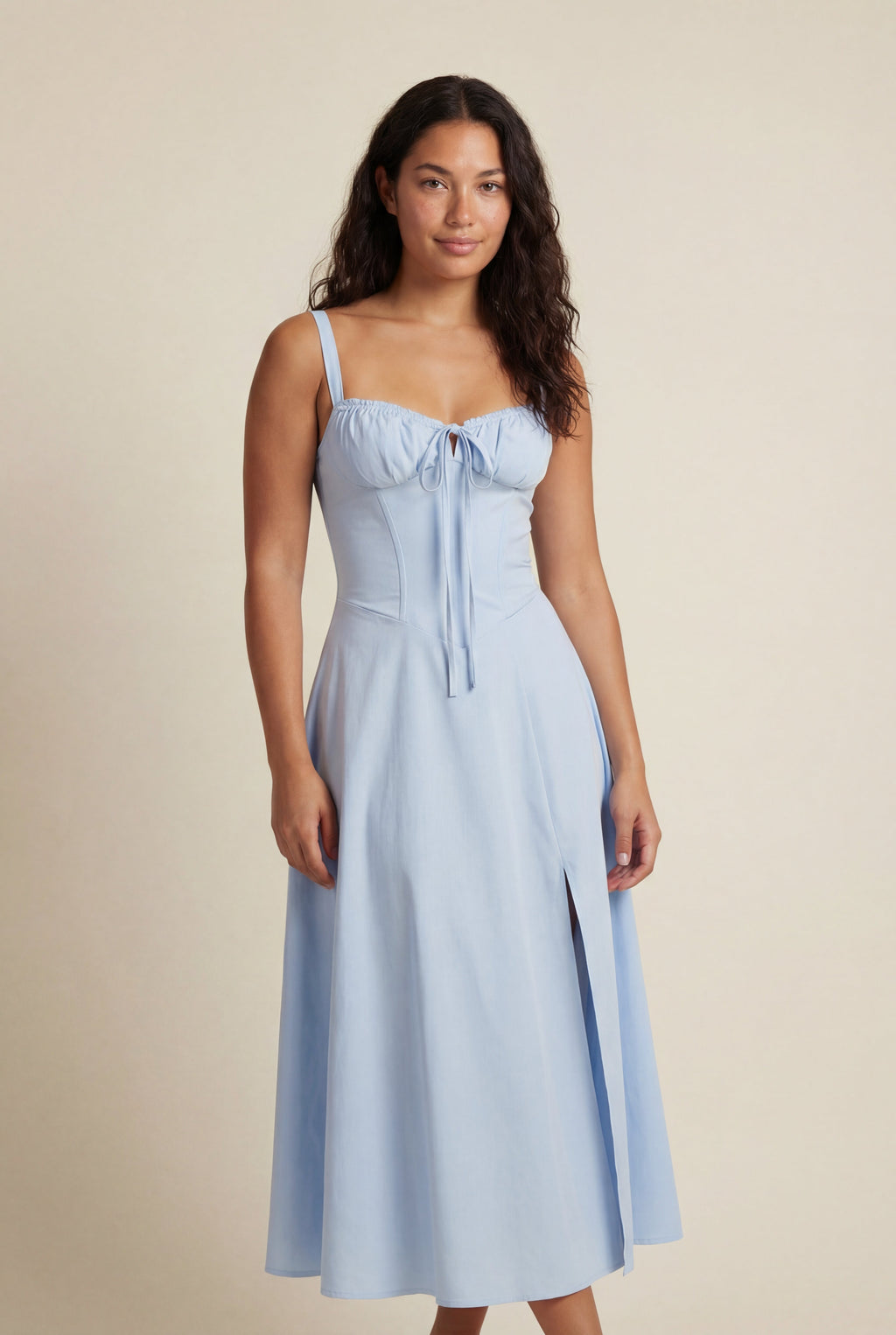 Alessia | Corset Bodice A-line Midi Dress with Sweetheart Neckline For Women