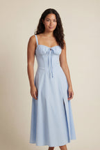 Alessia | Corset Bodice A-line Midi Dress with Sweetheart Neckline For Women