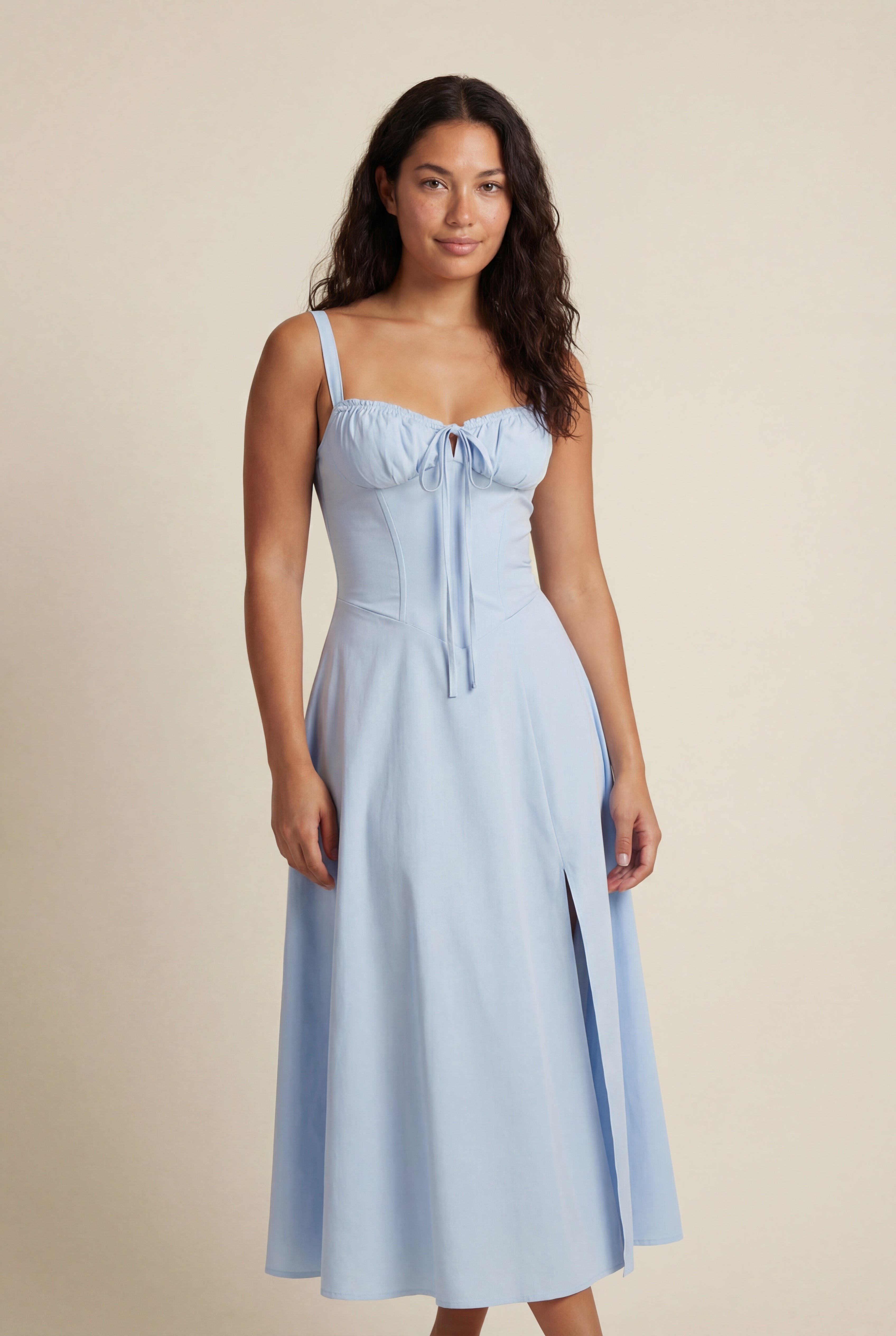 Alessia | Corset Bodice A-line Midi Dress with Sweetheart Neckline For Women