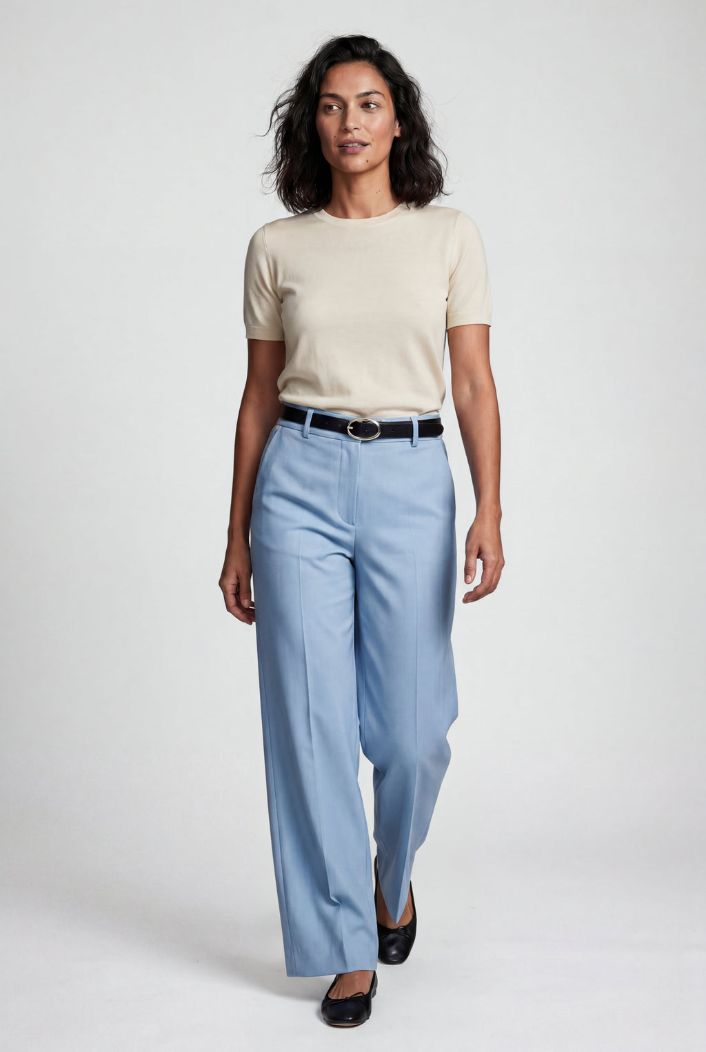 Lia | High-waisted Wide-leg Tailored Trousers with Belt