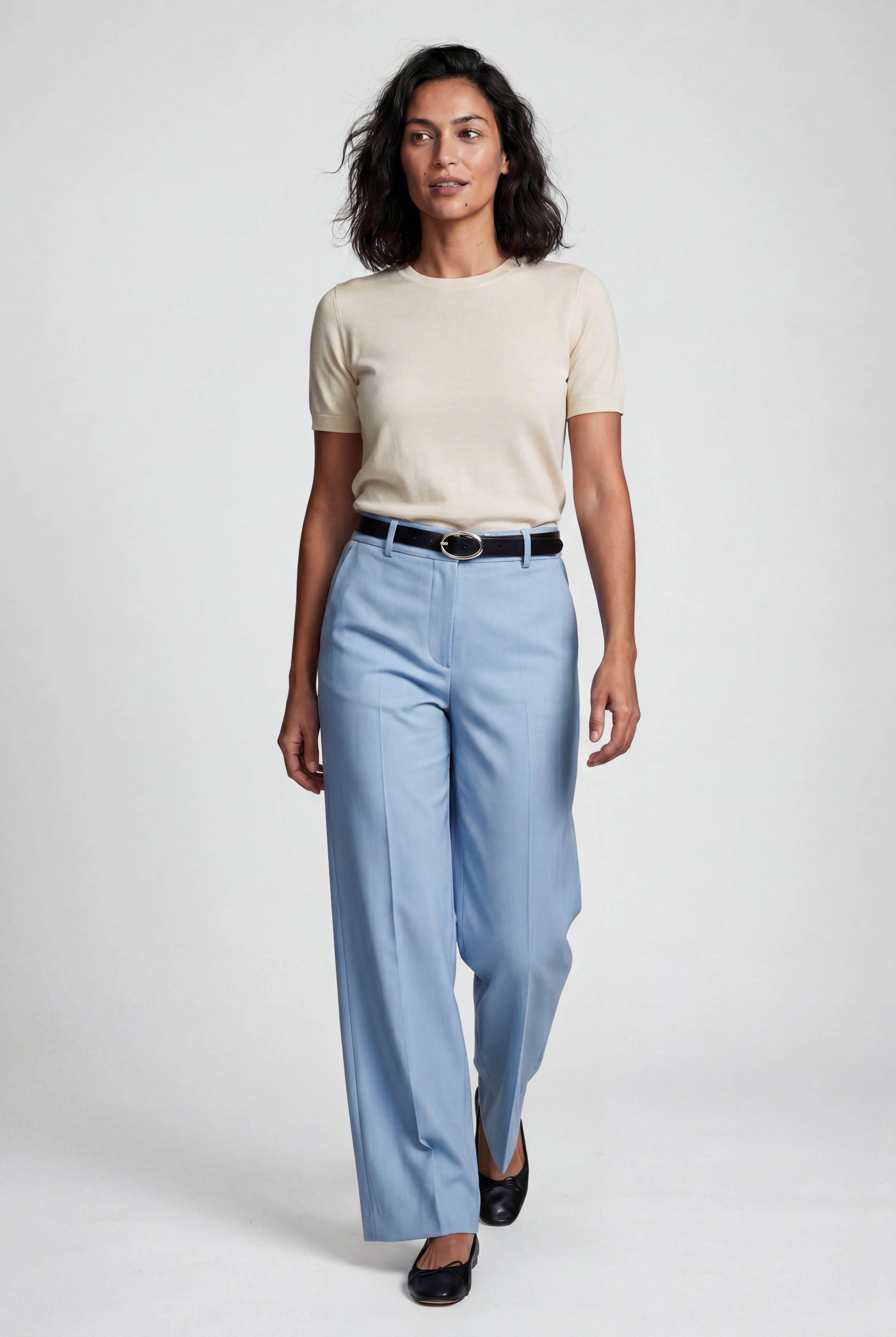 Lia | High-waisted Wide-leg Tailored Trousers with Belt