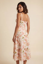 Elcevi | Floral Ruched Bust A-line Sundress with Front Slit For Women
