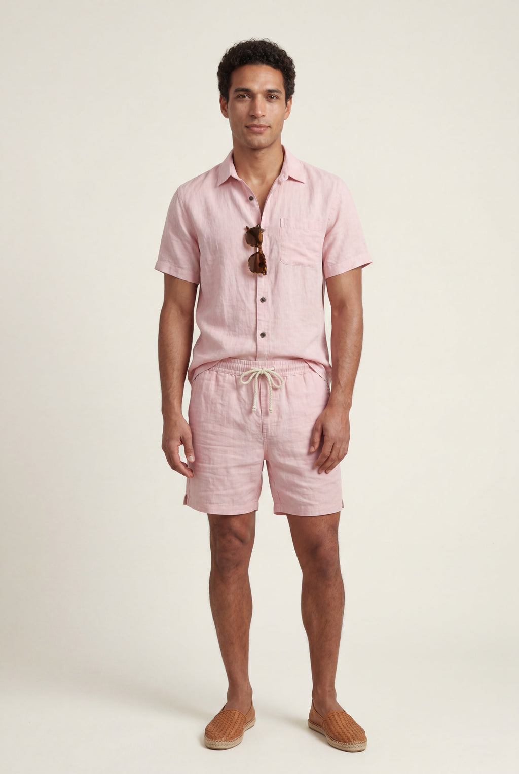 Liam | Relaxed Short Sleeve Shirt and Drawstring Shorts Set