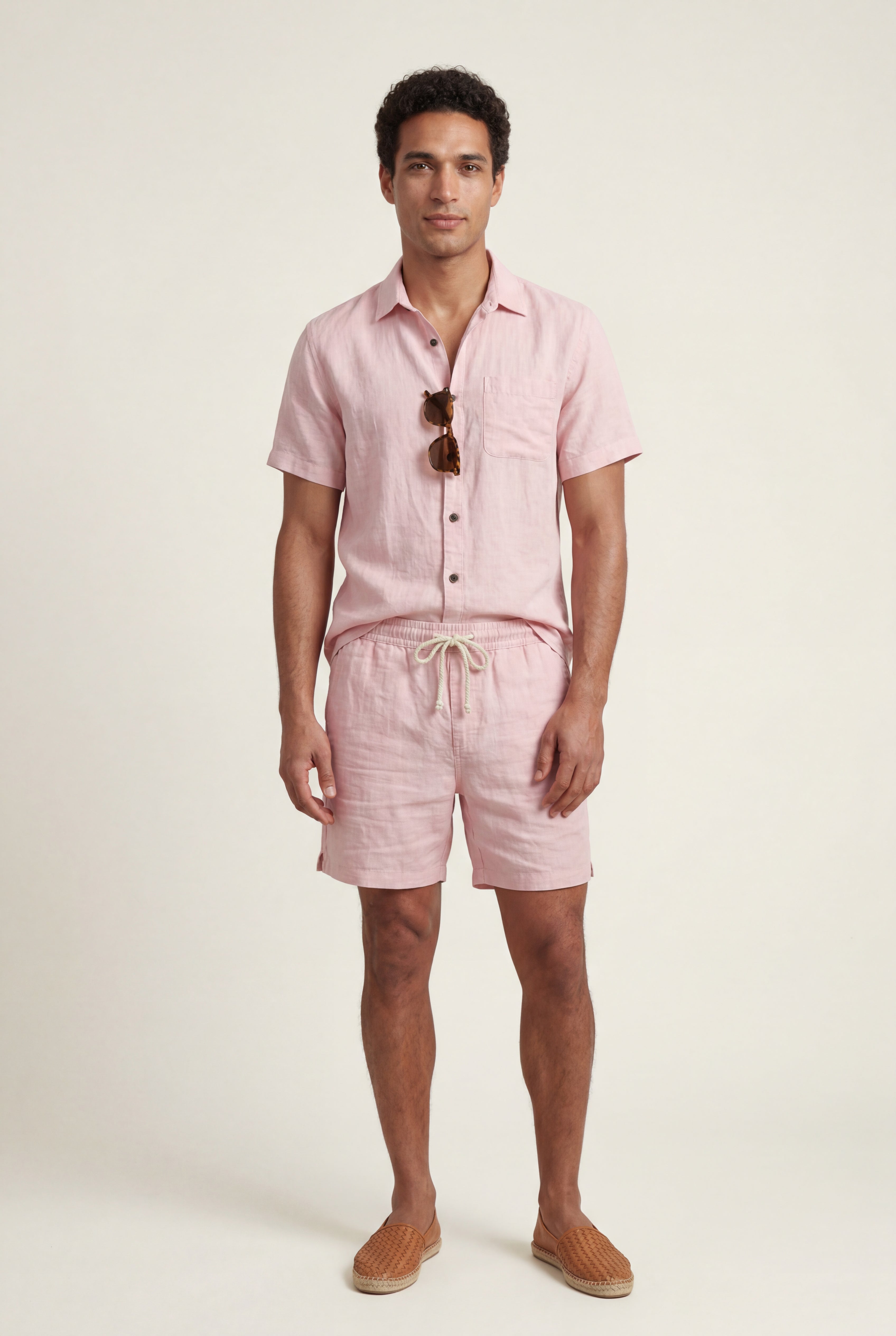 Liam | Relaxed Short Sleeve Shirt and Drawstring Shorts Set