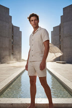 Liam | Relaxed Short Sleeve Shirt and Drawstring Shorts Set