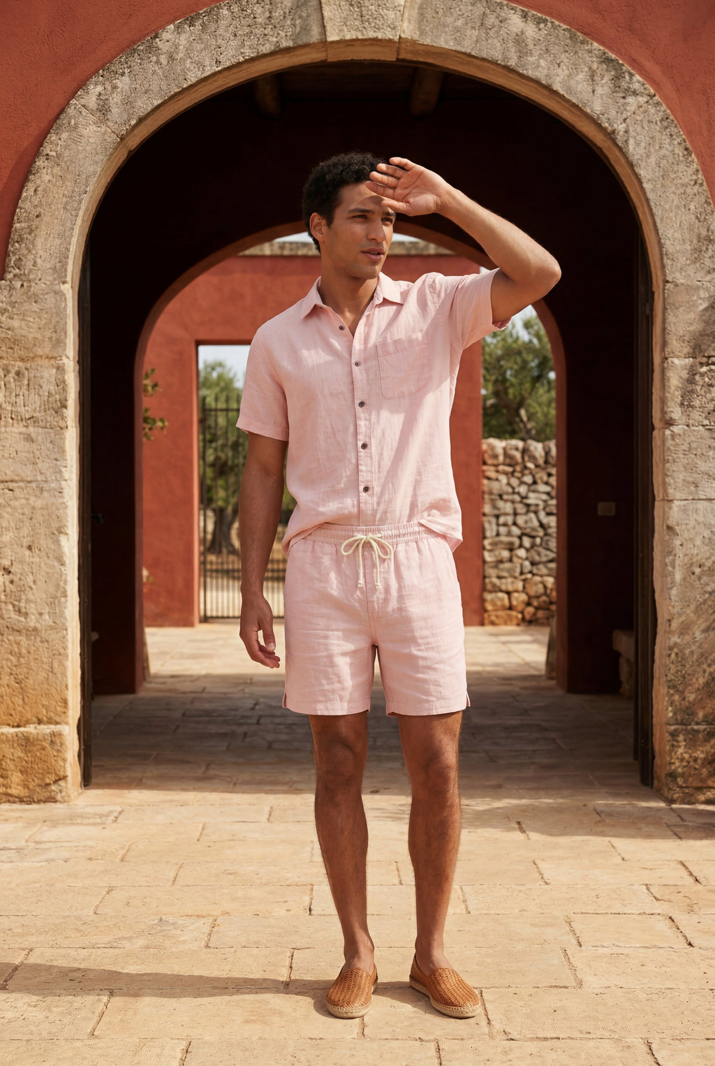 Liam | Relaxed Short Sleeve Shirt and Drawstring Shorts Set