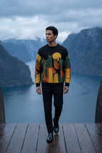 Abstract Cat Graphic Crew Neck Long Sleeve Sweater | James