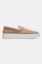 Liam | Beige Chunky Lug Sole Loafers Almond Toe Slip-on