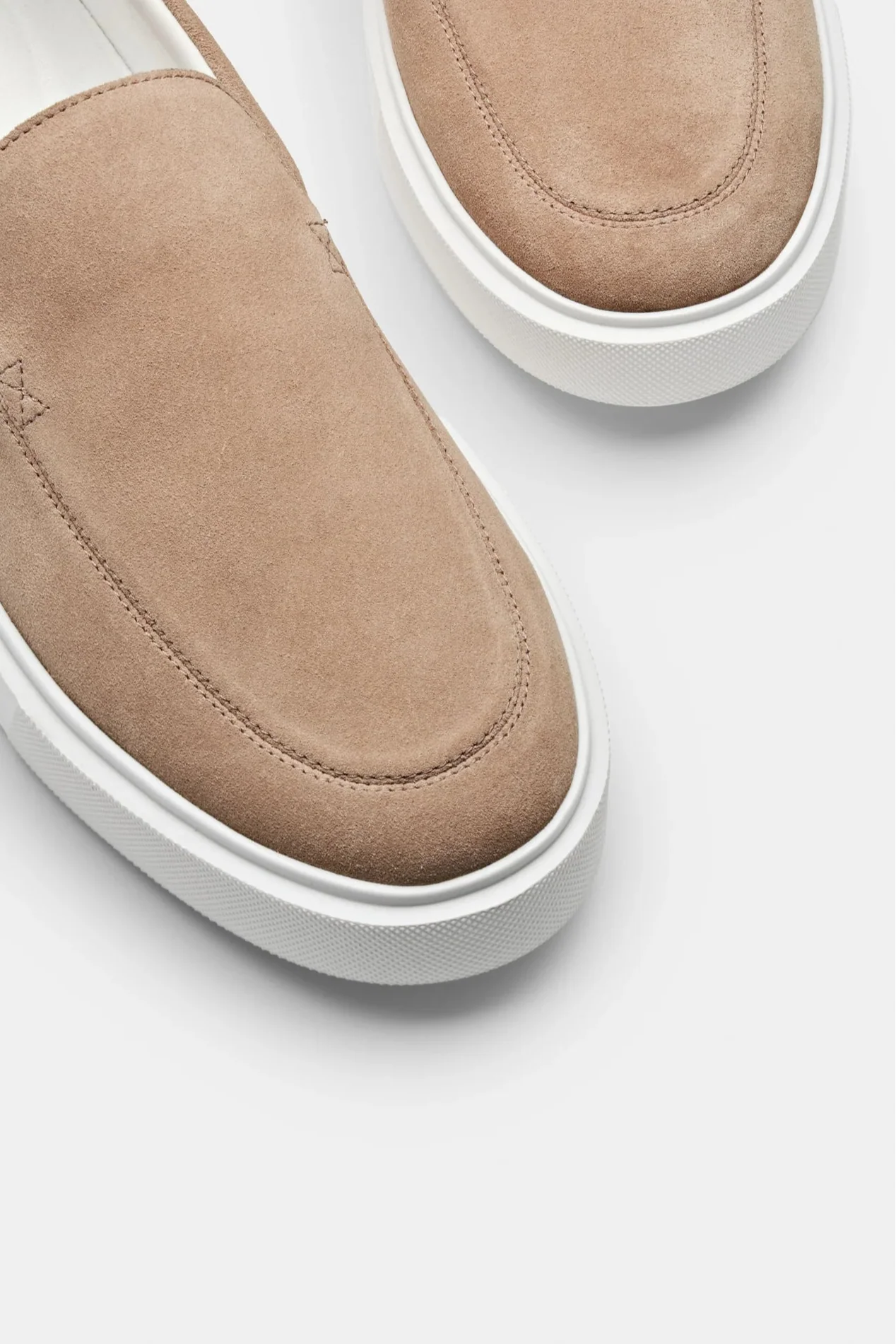 Liam | Beige Chunky Lug Sole Loafers Almond Toe Slip-on