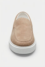 Liam | Beige Chunky Lug Sole Loafers Almond Toe Slip-on