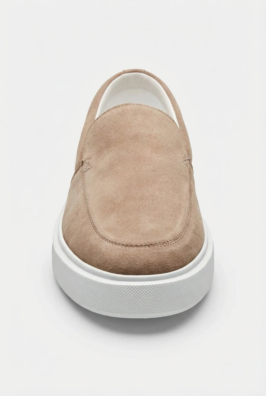 Liam | Beige Chunky Lug Sole Loafers Almond Toe Slip-on
