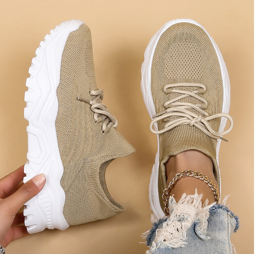 Lia | Chunky Sole Lace-up Sock Sneakers