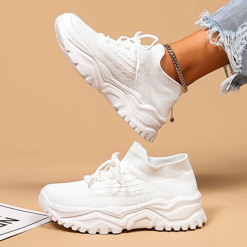 Lia | Chunky Sole Lace-up Sock Sneakers