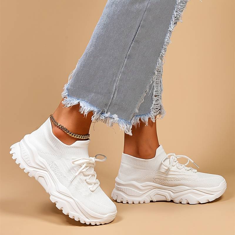 Lia | Chunky Sole Lace-up Sock Sneakers