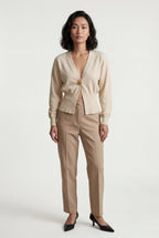 Deep V-neck Gold Button Cardigan Sweater | Senna
