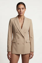 Elcevi | Double-breasted Classic Fit Blazer with Notched Lapel For Women
