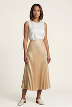 Alessia | High-waisted A-line Pleated Midi Skirt For Women
