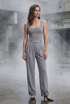 Lia | High-waisted Pleated Tapered Trousers with Tailored Waistband