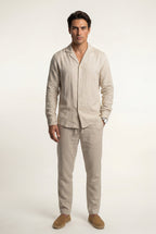Liam | Natural Beige Relaxed Fit Shirt and Trouser Set