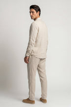 Liam | Natural Beige Relaxed Fit Shirt and Trouser Set