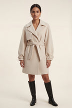 Oversized Lapel Belted Mini Trench Coat | Senna