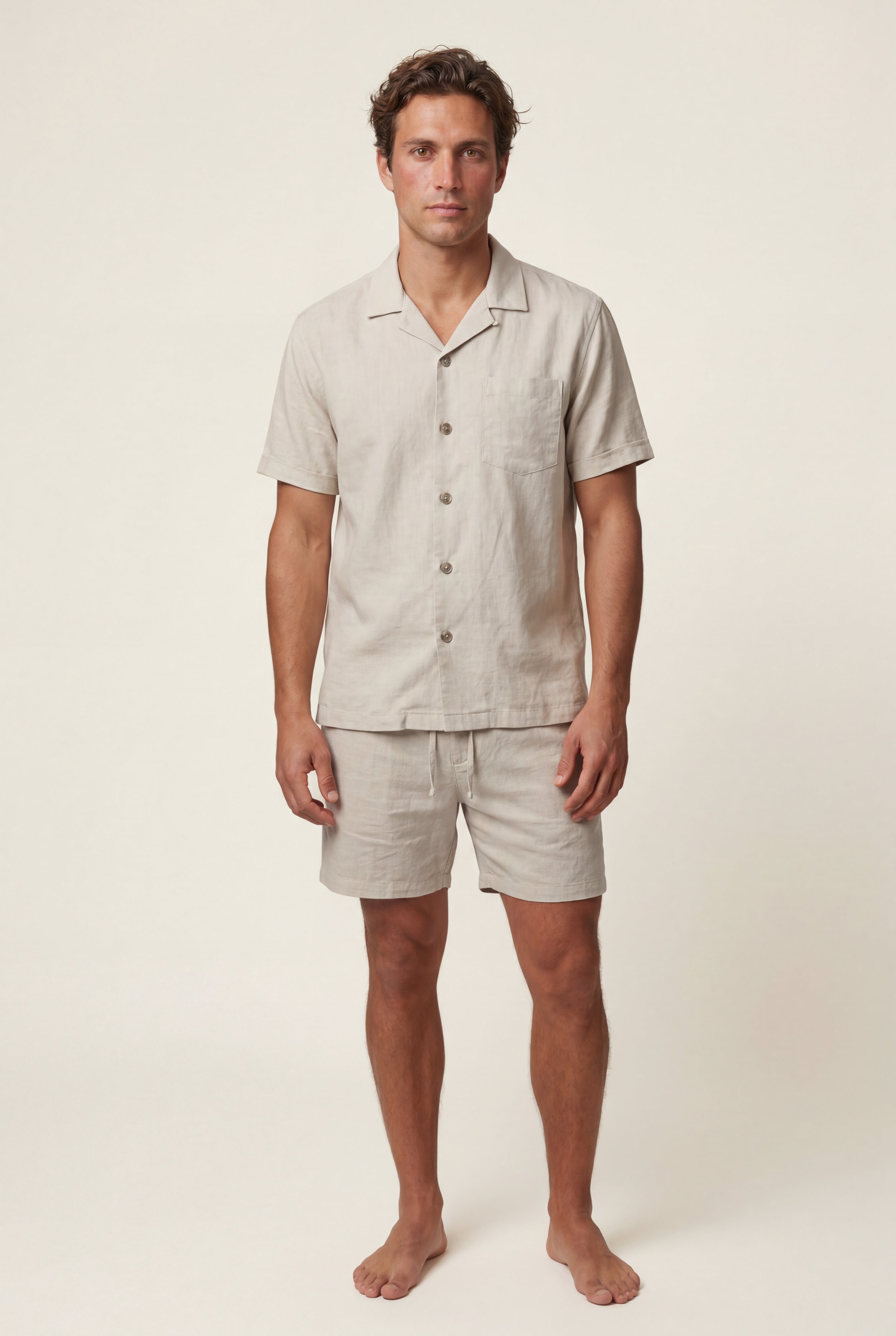 Liam | Relaxed Short Sleeve Shirt and Drawstring Shorts Set