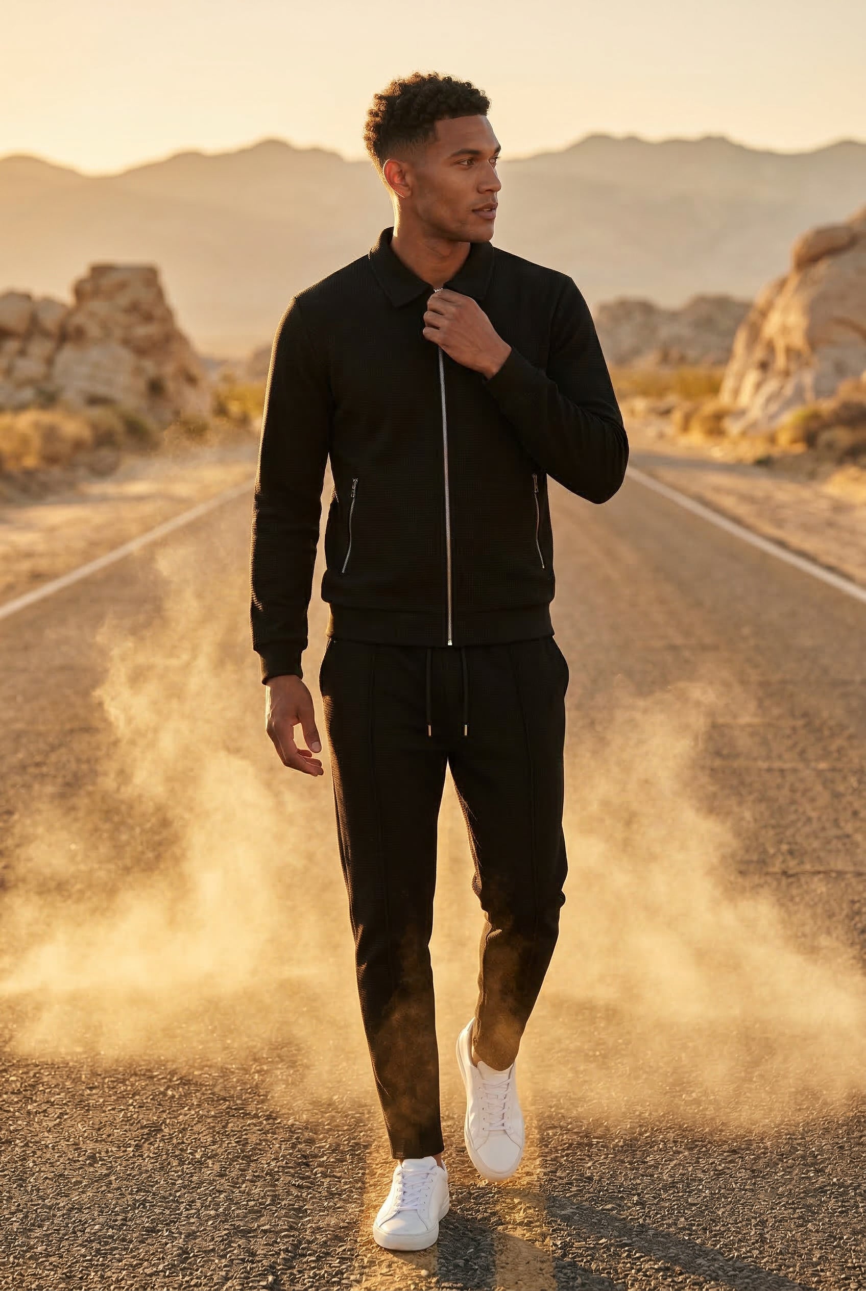 Liam | Ribbed Bomber Jacket and Jogger Athleisure Set