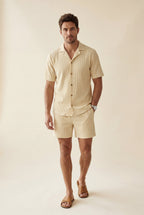 Liam | Ribbed Short Sleeve Shirt and Shorts Set