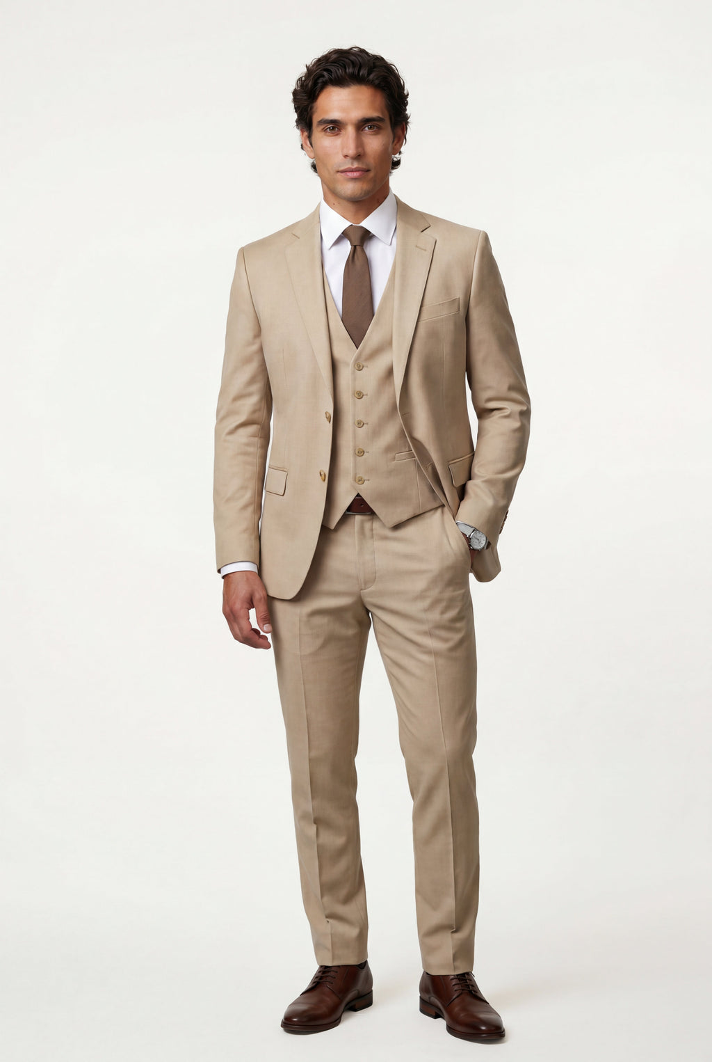 Gio | Slim-fit Three-piece Wedding Suit with Notch Lapel Blazer